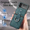 Lunso - Geschikt voor Samsung Galaxy Z Flip4 - Kunstleren backcover hoesje met ringhouder - Groen