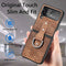 Lunso - Geschikt voor Samsung Galaxy Z Flip4 - Kunstleren backcover hoesje met ringhouder - Bruin