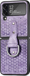 Lunso - Geschikt voor Samsung Galaxy Z Flip4 - Kunstleren backcover hoesje met ringhouder - Paars
