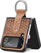 Lunso - Geschikt voor Samsung Galaxy Z Flip4 - Kunstleren backcover hoesje met ringhouder - Bruin