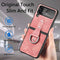 Lunso - Geschikt voor Samsung Galaxy Z Flip4 - Kunstleren backcover hoesje met ringhouder - Roze