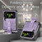 Lunso - Geschikt voor Samsung Galaxy Z Flip4 - Kunstleren backcover hoesje met ringhouder - Paars