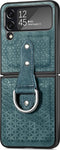 Lunso - Geschikt voor Samsung Galaxy Z Flip4 - Kunstleren backcover hoesje met ringhouder - Groen