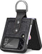 Lunso - Geschikt voor Samsung Galaxy Z Flip4 - Kunstleren backcover hoesje met ringhouder - Zwart