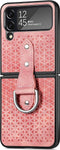 Lunso - Geschikt voor Samsung Galaxy Z Flip4 - Kunstleren backcover hoesje met ringhouder - Roze