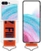 Lunso - Geschikt voor Samsung Galaxy Z Flip5 - Hoes met band - Wit/Oranje