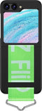 Lunso - Geschikt voor Samsung Galaxy Z Flip5 - Hoes met band - Zwart/Groen