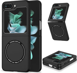 Lunso - Geschikt voor Samsung Galaxy Z Flip5 - Magnetische hardcover hoes - Zwart