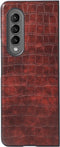 Lunso - Geschikt voor Samsung Galaxy Z Fold4 - Croco patroon cover hoes - Bruin