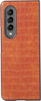 Lunso - Geschikt voor Samsung Galaxy Z Fold4 - Croco patroon cover hoes - Lichtbruin