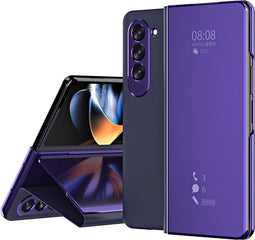 Lunso - Geschikt voor Samsung Galaxy Z Fold5 - Window view cover hoes - Paars
