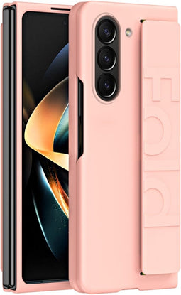 Lunso - Geschikt voor Samsung Galaxy Z Fold6 hoes met polsband - wrist strap - Lichtroze