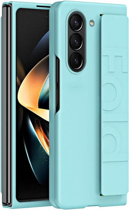 Lunso - Geschikt voor Samsung Galaxy Z Fold6 hoes met polsband - wrist strap - Cyaan