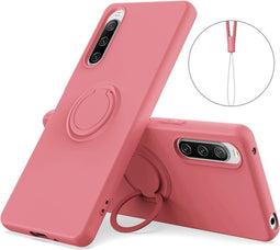 Lunso - Geschikt voor Sony Xperia 10 V - Ringhouder Backcover hoes - Roze
