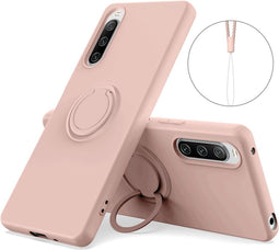 Lunso - Geschikt voor Sony Xperia 10 V - Ringhouder Backcover hoes - Lichtroze