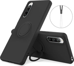 Lunso - Geschikt voor Sony Xperia 10 V - Ringhouder Backcover hoes - Zwart