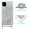 Lunso iPhone 12 Pro Max - Backcover hoes met koord - Glitter Zilver