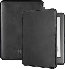 Lunso - Lederen sleepcover hoes - Geschikt voor Kobo Glo / Glo HD / Touch 2.0 (6 inch) - Zwart