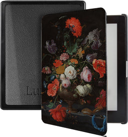 Lunso - sleepcover hoes - Kobo Aura edition 1 (6 inch) - Stilleven met Bloemen