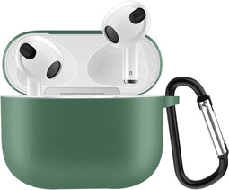 Lunso - Softcase cover hoes - Geschikt voor AirPods 3 - Army Groen