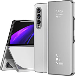 Lunso - Window view cover hoes - Geschikt voor Samsung Galaxy Z Fold3 - Zilver