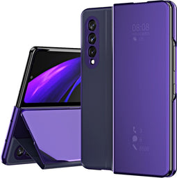 Lunso - Window view cover hoes - Geschikt voor Samsung Galaxy Z Fold3 - Paars