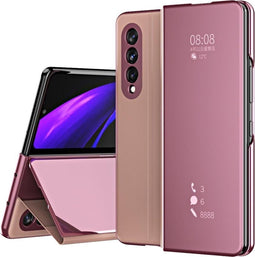 Lunso - Window view cover hoes - Geschikt voor Samsung Galaxy Z Fold3 - Rose Goud