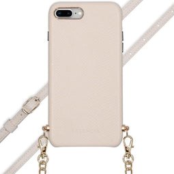 Selencia Hoesje Geschikt voor iPhone 8 Plus / 7 Plus Hoesje Met Koord - Selencia Aina Slang Hoesje met koord - Wit