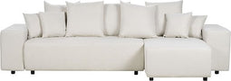 LUSPA - Hoekbank met opbergruimte - Lichtbeige - Linkszijdig - Stof