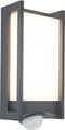 LUTEC Qubo - Wandlamp voor buiten - PIR bewegingssensor - Aluminium armatuur - LED - 800 Lumen - 14W - 3000K warm wit licht - Donkergrijs