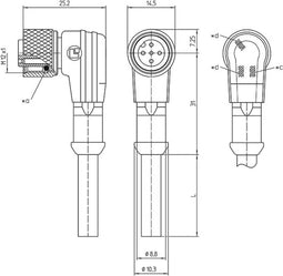 Lutronic 1161 Sensor/actuator aansluitkabel M12 Aantal polen: 4 Stekker, recht, Bus, haaks 2.00 m 1 stuk(s)