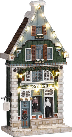 Luville - Clothing shop battery operated - l15,5xb8xh28cm - Kersthuisjes & Kerstdorpen