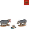 Luville - Hippopotamus family 3 stuks - l9,5xb5xh6cm - Kersthuisjes & Kerstdorpen