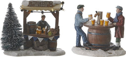 LuVille Kerstdorp Miniatuur Bierkraam - L12 x B8 x H10 cm