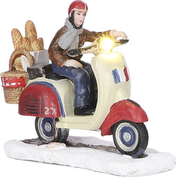 Luville Kerstdorp Miniatuur Broodbezorger - L9 x B4,5 x H8 cm