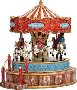 Luville Kerstdorp Miniatuur Carousel - L17,5 x B16 x H18 cm