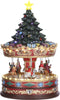 LuVille Kerstdorp Miniatuur Carrousel met Kerstboom - L22 x B22 x H35 cm