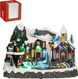 LuVille Kerstdorp Miniatuur Dorpsplein - L34 x B18 x H24 cm