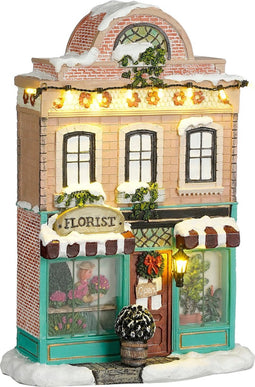 LuVille Kerstdorp Miniatuur Florist - L18 x B9 x H26 cm