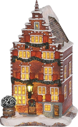 LuVille Kerstdorp Miniatuur Grachtenpand - L11 x B12 x H19 cm