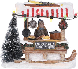 LuVille Kerstdorp Miniatuur Kaiserschmarren en Apfelstrudel Kraam - L11,5 x B7 x H9,5 cm