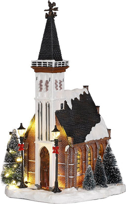 LuVille Kerstdorp Miniatuur Kerk - L15 x B17 x H31 cm