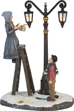 LuVille Kerstdorp Miniatuur Lantaarnaansteker - L8 x B6,5 x H11 cm