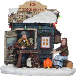 LuVille Kerstdorp Miniatuur Schaatsen Service - L11,5 x B9 x H11 cm