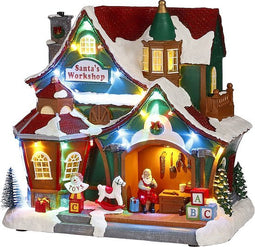 Luville - Santa's workshop battery operated - l28xw17xh28cm - Kersthuisjes & Kerstdorpen
