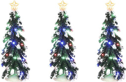 Luville - Snowy Conifer with multicolour lights 3 pieces battery operated - Kersthuisjes & Kerstdorpen