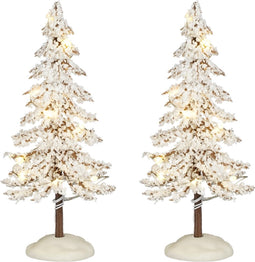 Luville - Snowy Tree White Lighted Medium - Set of 2