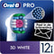 Oral-B 3D White Pro - Opzetborstels met CleanMaximiser Technologie - 12 stuks - Brievenbusverpakking