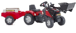FALK Case IH Maxxum 130 CVX - Speelgoedtractor met pedalen - Voorlader en aanhanger - Rood