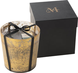 J-Line geurkaars M-Chic - Oud & Amber - glas - goud/zwart - large - 140U